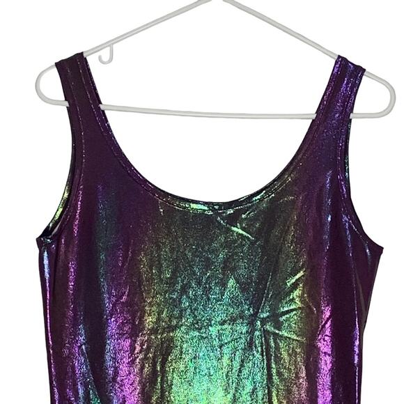 Taylor Fit Wear Jumpsuit Metallic Pull On Size L Sleveless Full Length Stretchy - Picture 2 of 5